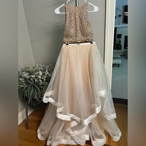 Sequin two piece prom dress